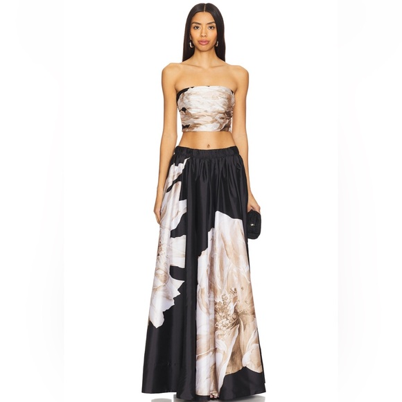 HEMANT & NANDITA maxi skirt and ruched top in black mix